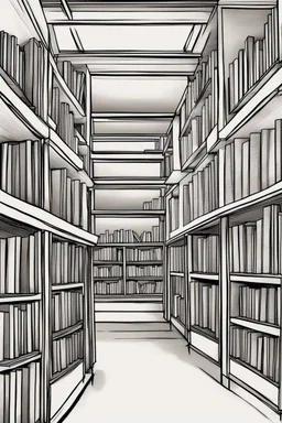 Library, state-of-the-art computers, book search. High-quality drawing, 8K