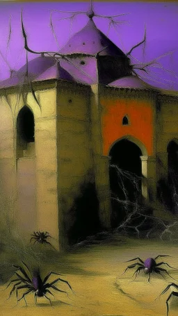 A purple citadel with spiders painted by Edgar Degas