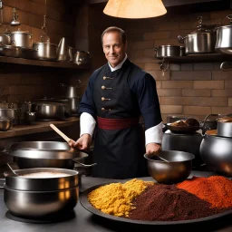 A bustling middle age kitchen, filled with the clinking of pots and pans, the crackle of the hearth, and the rich scents of spices hanging in the air. Elliot Stabler as a Paladin of the Holy Order stands at the center of it all, a master of culinary creativity and precision. Today, the challenge is to highlight a specific ingredient in a way that is both creative and absolutely delicious. Elliot Stabler's eyes gleam with determination as they reach for a plump, ripe venison. The succulent meat t