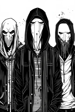 Anti ministers punk rock style black and white no face drawing