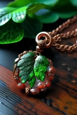 Combination of a small crytal with a young strawberry leave Electroformed together to create the most wonderful pendant in the world