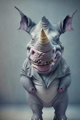 A picture of a cute rhino in the form of a joker, a professional, high JPEG image