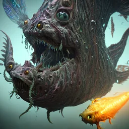 fluid ink angler fish creature, unreal engine 5, 8k resolution, photorealistic, ultra detailed