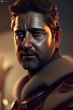 portrait of gerard butler, russel crowe, jeffrey wright, steampunk, unreal 5, octane render, cinema4d, soft lighting, soft lighting, 4k, redshift render, highly detailed, hyper realistic