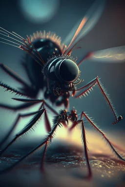 mosquito in microscope, high detail, 8k, cinematic, depth of field, art