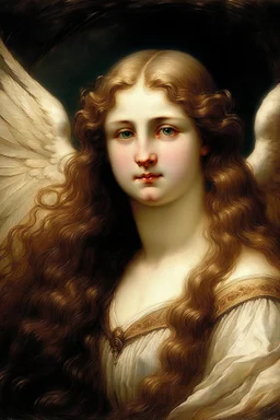 An Angel with long Aubern hair in the style of William Constable