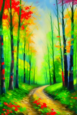 Paint a modern version of Monets path in the forest