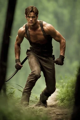 hot man fighting in the hunger games