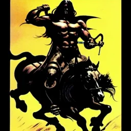 Death Dealer ride a horse by Frank Frazetta style