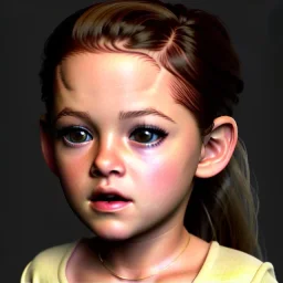 Kristen stewart toddler, full body, dramatic lighting, hyper realistic