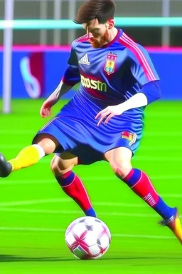 Messi playing Football with two legs