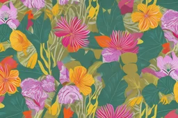 4 frontal panel designs in floral shirts plain background , collage ,njideka akunyili crosby Jeremy MannDavid HockneyKari Jurick Michael Maczuga