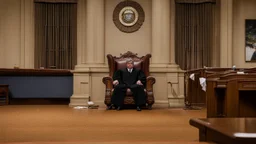 judge alex sits on broken couch far away from his unhappy wife