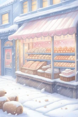 Pastel, bakery, Christmas art snowing