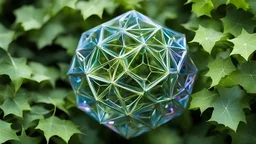 1423, delightful, sensitive, confident, iridescent stellated buckyball, nocturnal, award-winning photograph, beautiful composition, intertwining ivy, delicate colour, chiascuro