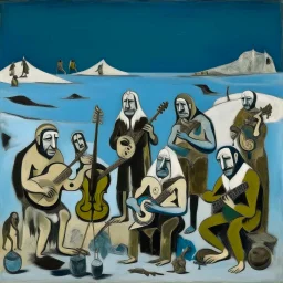 A tundra with musicians painted by Pablo Picasso