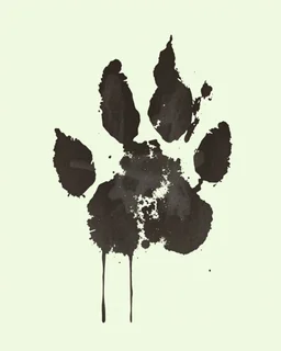 dark ink dog paw print, dirty