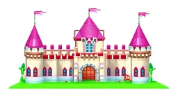 Factory building for party decoration. festive building, castle like