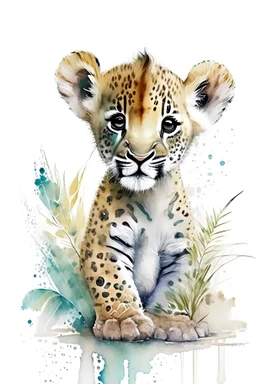 Baby Jungle Animal Realistic Clipart Watercolour Transparent