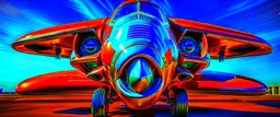 A national geographic award winning photograph of a military fighter jet station wagon elephant hybrid bilaterally symetrical designed by skunkworks, only one vehicle per image painted metallic orange traveling at a high rate of speed, jet intake off of front center of vehicle and jet exhaust out the rear with bright blue flame soviet retrofuturism, taken from drivers side front at a angle from up and to the rear