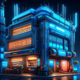 cyberpunk retro futuristic town hall for comics