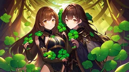 rave poster with Four-leaf clover girl with brown hair and catears