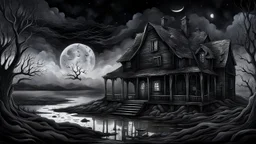Melancholy theme picture. néha megállok az éjen, s kibámulok a hideg űrbe, s valami nagyon fáj szivemnek, valami nagy dologra szűkbe. Mert nincs meg a kincs, amire vágytam, a kincs, amiért porba feküdtem, s itthon vagyok ebben a házban, s itthon vagyok ebben a bőrben. detalied, gloomy, and surreal vibe. dark colors, cinematic