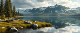 airbrush 3d rendering, wolf lake