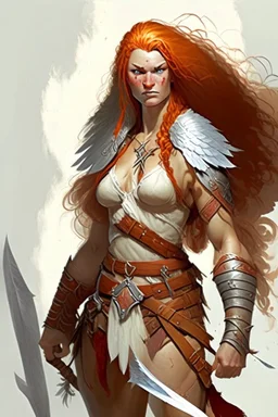 female aasimar barbarian outlander dnd character