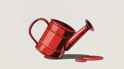 antique red oil-can tilted slightly with a drip of oil at the end, vector illustration