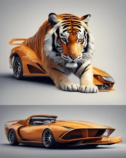 Combination of tiger and sports car