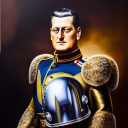 Ultra detailed fullbody Portrait in oil on canvas of Otto Skorzeny with armor,helmet,extremely detailed digital painting,ultrarealistic skin,intense stare, extremely detailed face, crystal clear eyes, mystical colors ,perfectly centered image, perfect composition, rim light, beautiful lighting,masterpiece ,8k, stunning scene, raytracing, anatomically correct, in the style of Simon Bisley and Ohrai Noriyoshi and robert e howard and Steve Jung and Wizyakuza and uncannyknack.