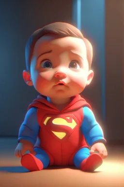 baby super man 3d render photo, cinematic