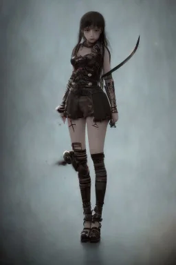 knife hell end solitary cute darkness sad body steampunk girl