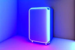 Interior of refrigerator, blue neon lights, high definition, 3D, Blender