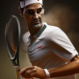 roger federer, 8k , raquet, ball, roland garros, details, rembrandt style