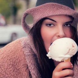 Woman eating ice cream