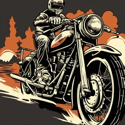 vintage illustration vector T-shirt of a motorcycle RIDE HARD no background