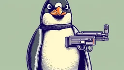 penguin with a gun