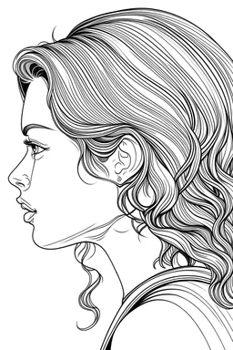 coloring book, black and white, profile,high detail, no shading
