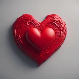 volumetric red heart on a uniform background