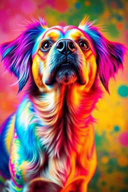 psychodelic dog in vibrant colors