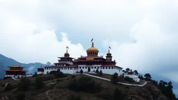 Shangri-La monastery from Lost Horizon by James Hilton, breath-taking, award-winning colour photograph, beautiful composition, exquisite detail, Nikon 35mm