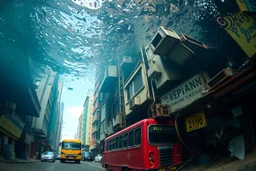 Junkpunk, city underwater, street view, macro photography,