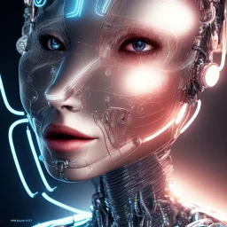 cyberborg, head, women, portrai, tron