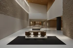 Modern stone wall, museum reception