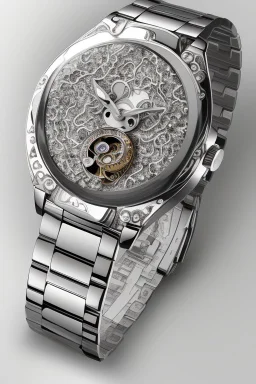 White gold wristwatch with ester flower