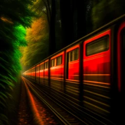 trainspotting, on a mission through the seasons, hills and trees, motion blur, 8k, downlight, soft light, depth of field, photorealism, trending on art station, lotsa detail