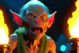 4k full details full lights firestarter gollum singing in a metal band