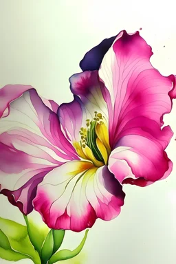 water colour painting of a flower that resembles female lips, using pink and purple colour palate